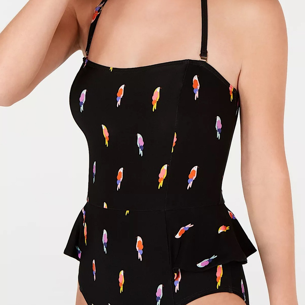 Kate Spade Flock Party Peplum One-Piece Swimsuit